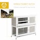 image 8 of PawHut Two-Tier Wooden Rabbit Hutch, with Wheels, Trough, Rain Cover, Tray