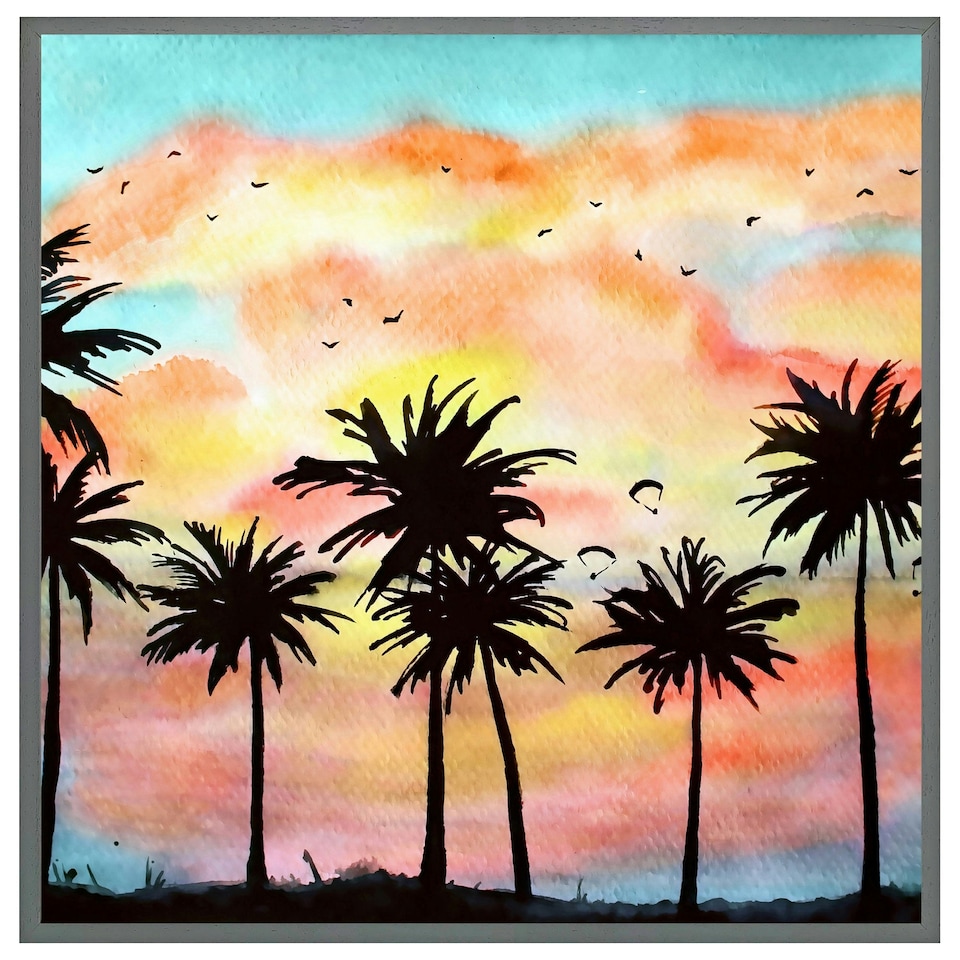 image 1 of Palm trees at sunset (Picutre Frame) Black | M