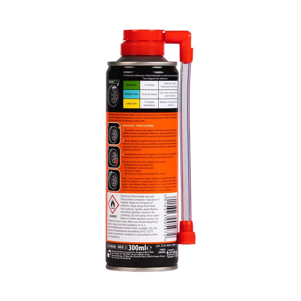 image 1 of CarPlan Flat Mate Small Tyre Inflator Emergency Puncture Repair Seal 2x300ml