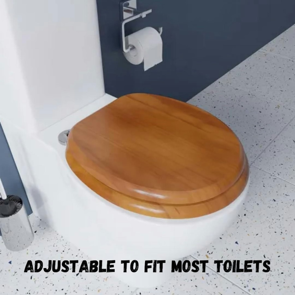 image 1 of Marco Paul Oak Wooden Toilet Seat 18" Brown