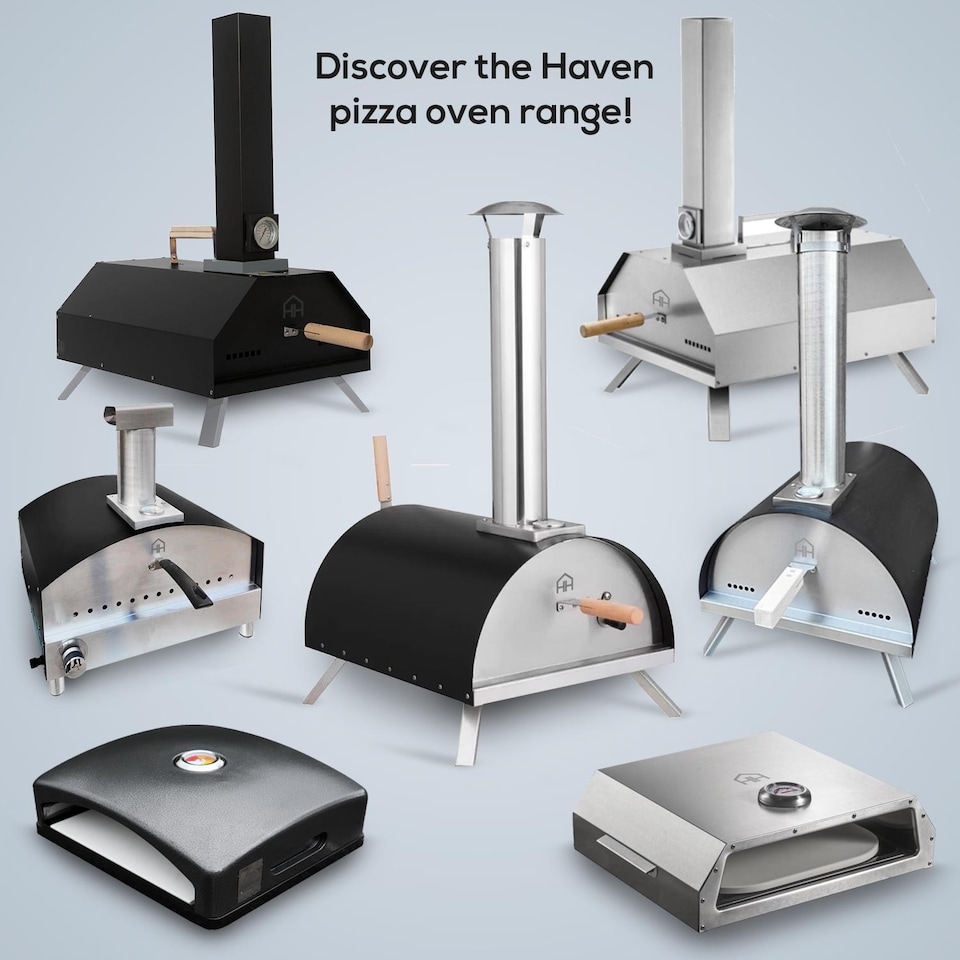 image 1 of Haven Outdoor Wood Fired Pizza Oven with Pizza Stone, Pizza Paddle & Rain Cover