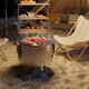 image 8 of Outsunny Round Fire Pit with Grill Net, Stainless Steel Firepit, Silver