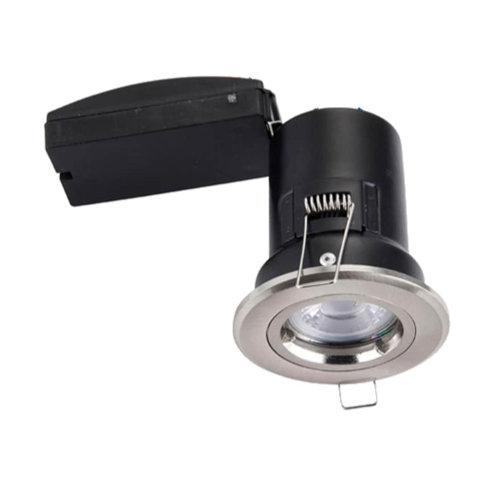 image 1 of Set of 30 Fire Rated Downlights - Brushed Chrome Fixed GU10 Recessed