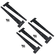 16in / 400mm Heavy Duty T Tee Hinges For Shed + Garden Gates Black Finish 6pc