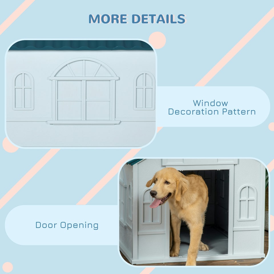 image 1 of PawHut Weather-Resistant Dog House, Puppy Shelter for Large Dogs - Blue