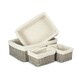 image 1 of Set of 4 Wicker Grey Wash Lined Storage Tray Brown