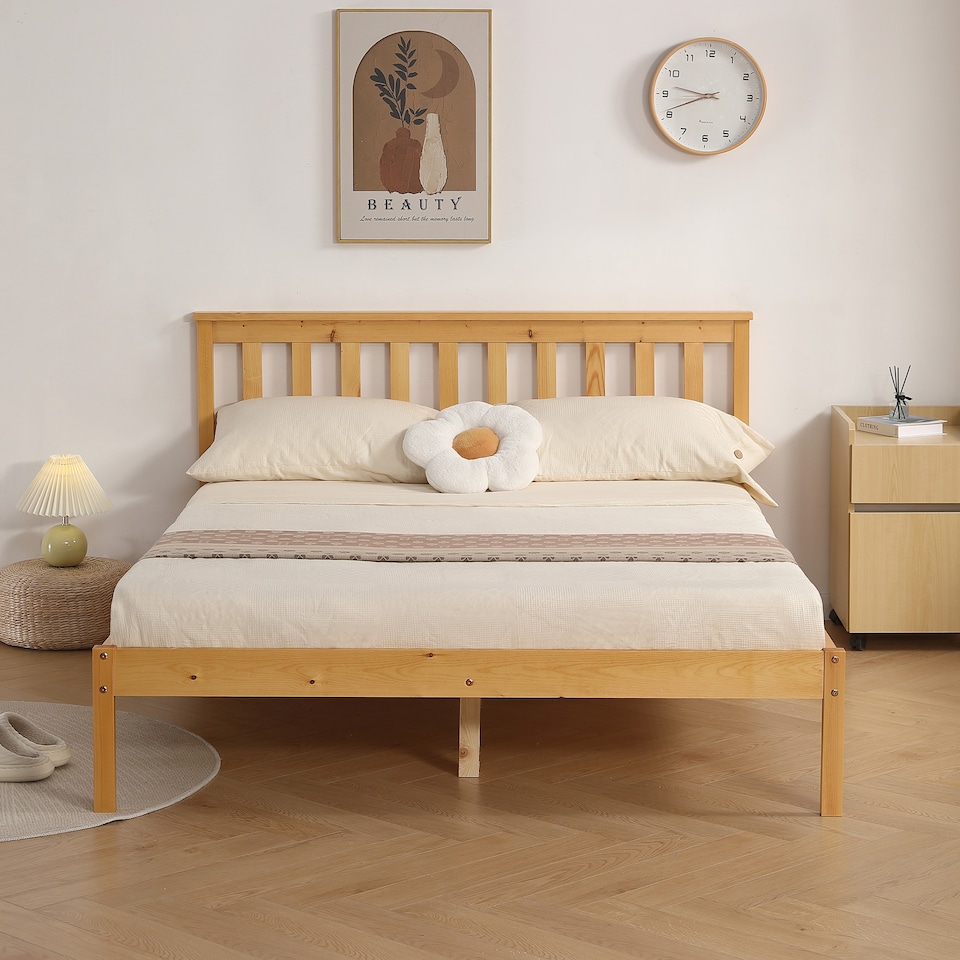 image 1 of 4ft6 Double Low Footend   Wooden Bed Frame In Pine
