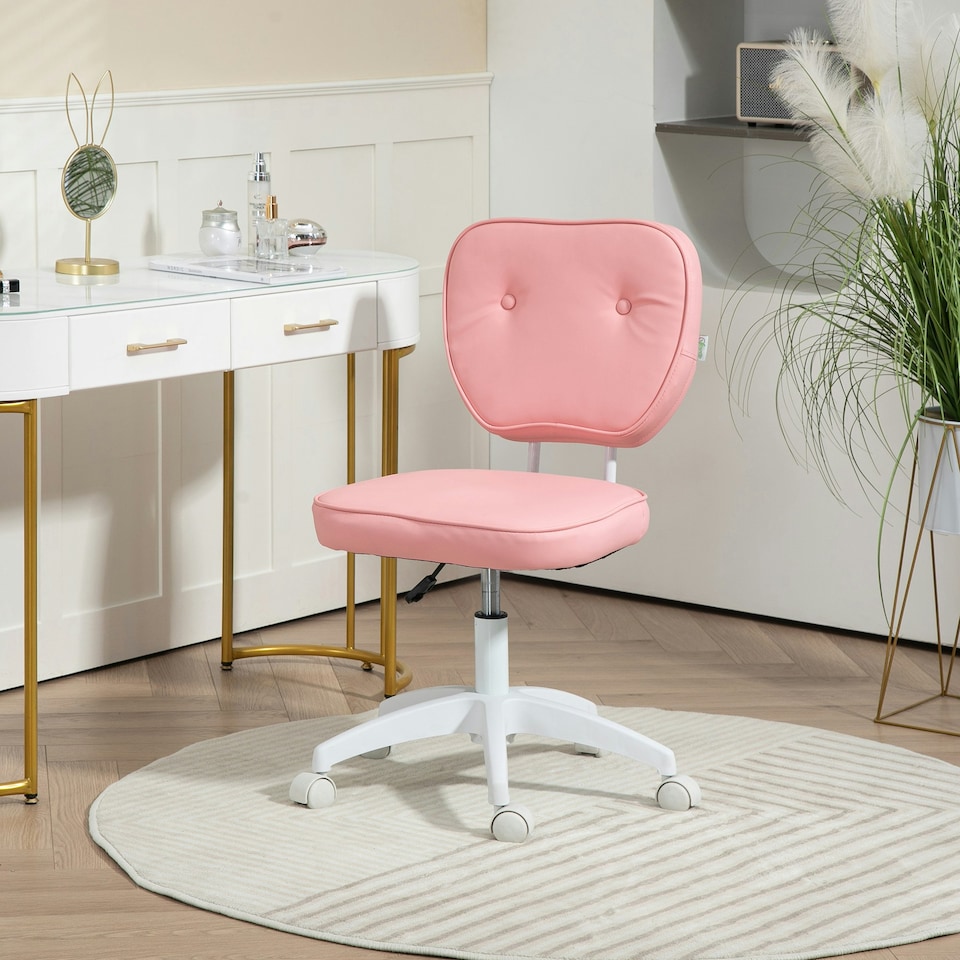 image 1 of Vinsetto Vanity Task Chair with Adjustable Height, Armless, Pink