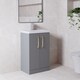 image 4 of Balterley Level Compact Bathroom Cloakroom Vanity Basin Unit with Ceramic Basin, Handles | Grey | Satin Grey | 840 x 510 x 360mm