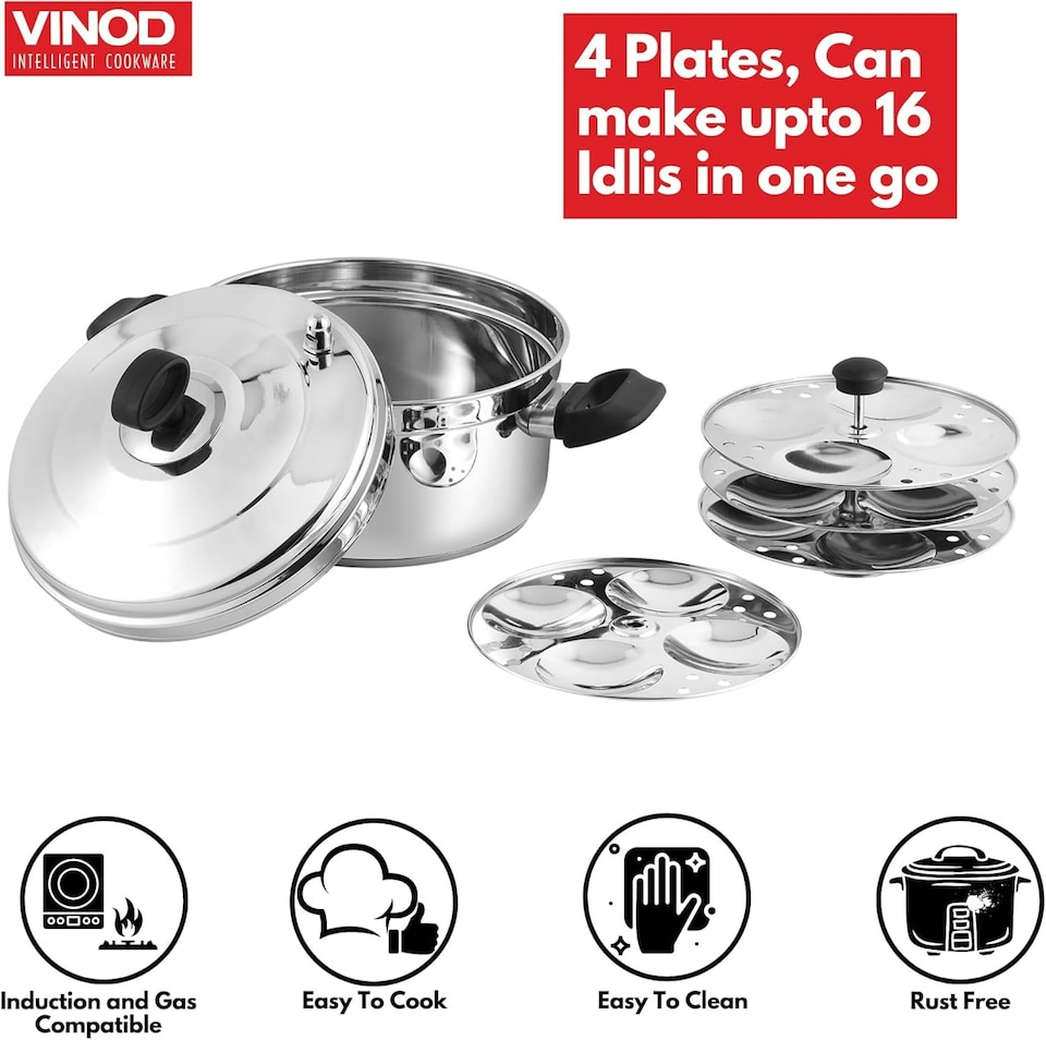 image 1 of Vinod Classic Stainless Steel Idli Maker Steamer