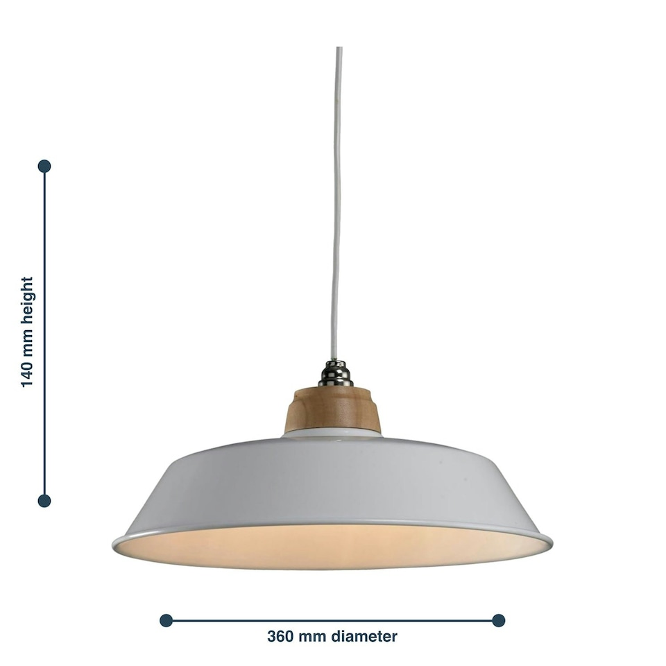 image 1 of First Choice Lighting Set of 2 Jakob Cream Metal and Wood Easy Fit Pendant Shades Cream | Brown
