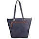 image 2 of London Leathergoods Womens Premium Genuine Leather Large Shoulder Tote Handbag with Contrasting Colours | Blue | Navy/Tan