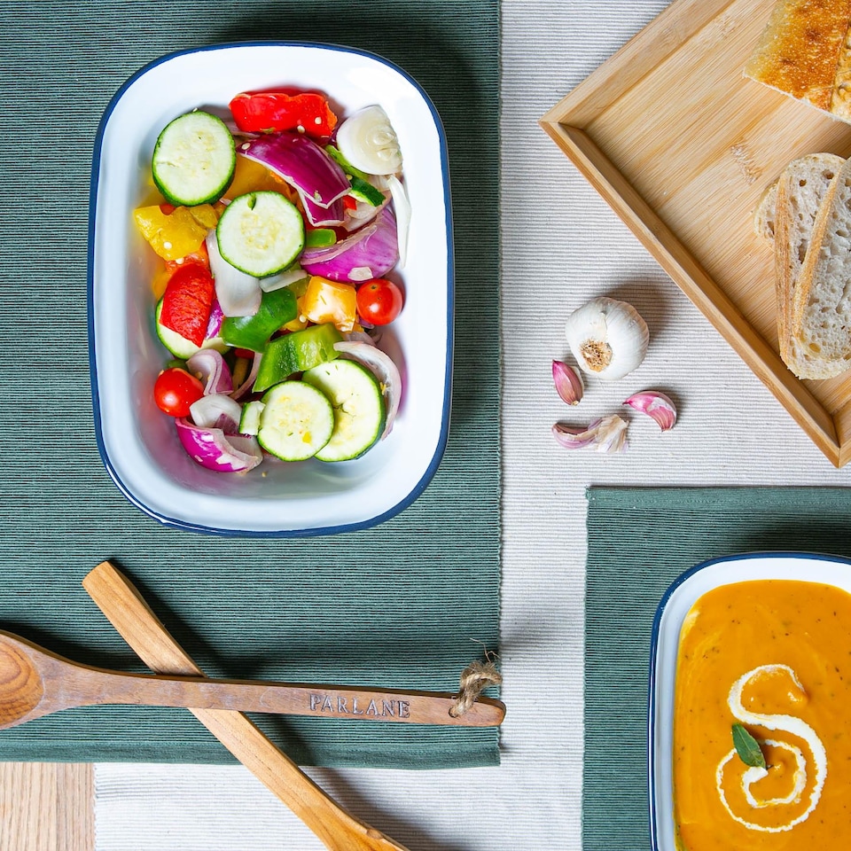 image 1 of Argon Tableware White Enamel Pie Dish - 25.5cm - Navy