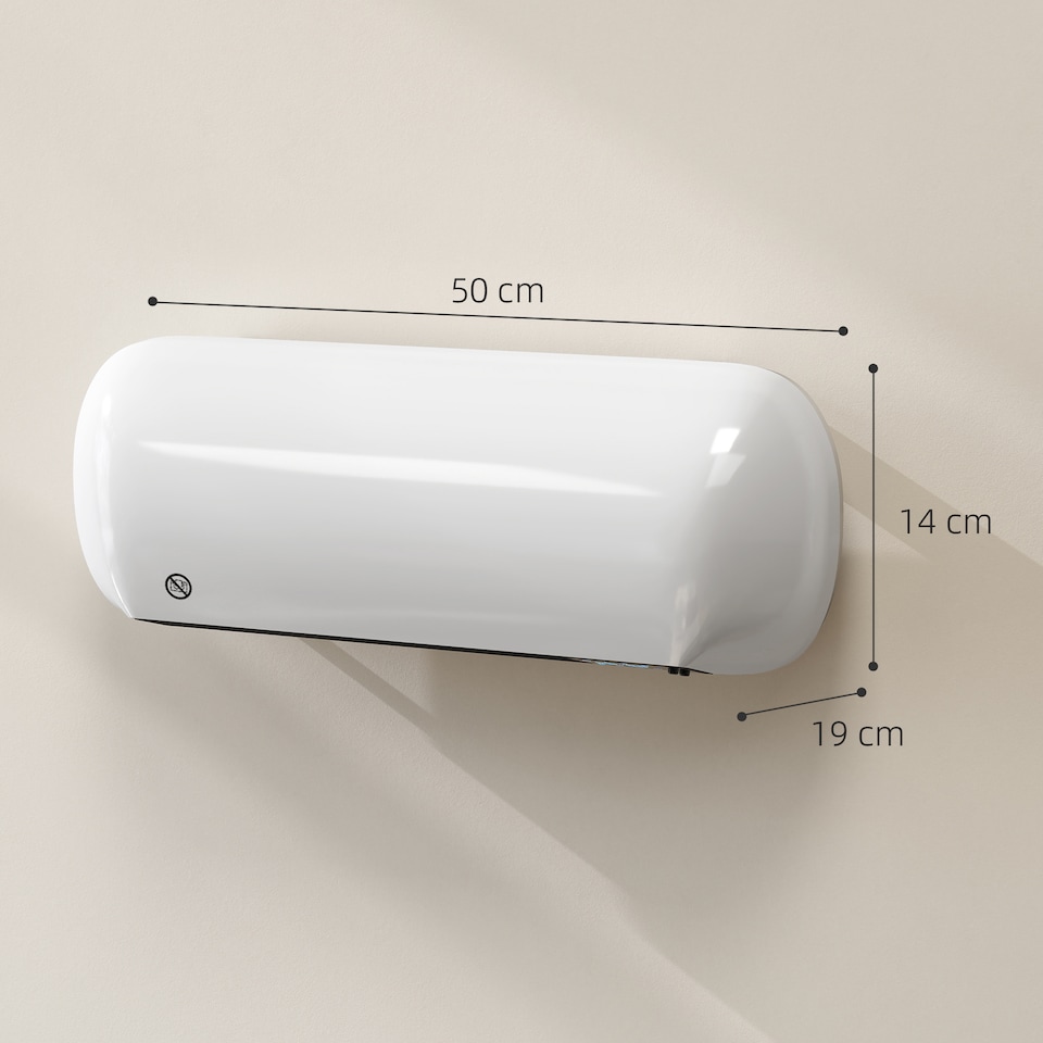 image 1 of HOMCOM Ceramic Electric Heater 2000W with Fan, Wall Mounted, White | White