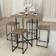 image 1 of 5-Piece Dining Table & Square Stool Set Kitchen Natural Brown Brown