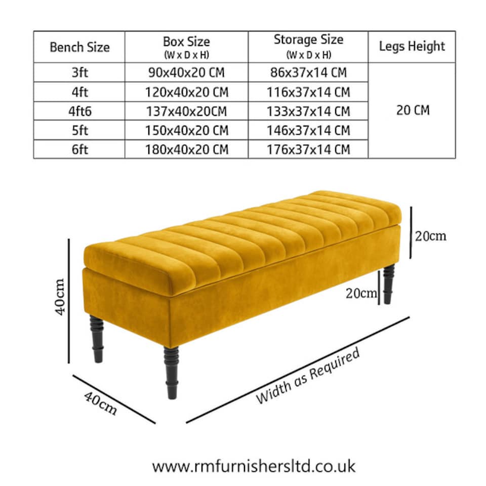 image 1 of Safar 120cm Ottoman Storage Bench - Plush Velvet Shoe Bench - Mustard Gold Lined Upholstery Storage Footstool