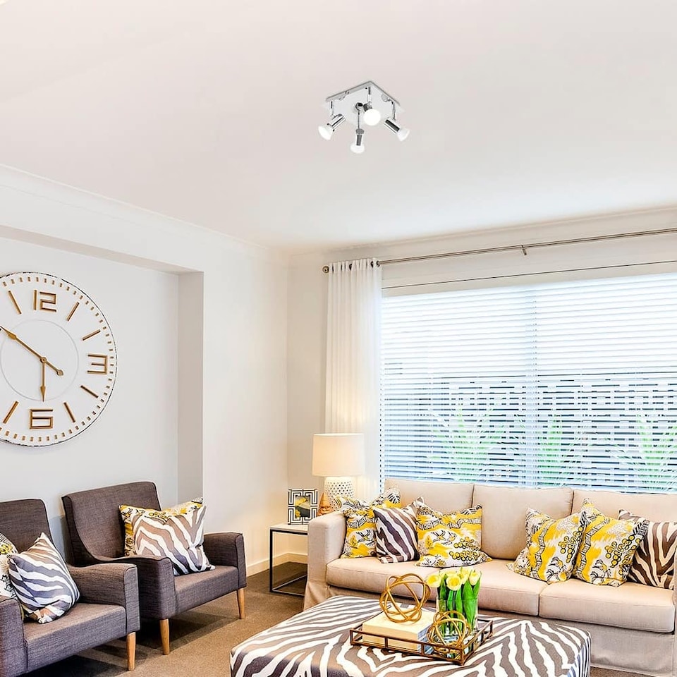 image 1 of ValueLights Pair Square Chrome 4 Way GU10 Ceiling Spotlights