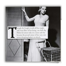 On the Ceiling, Funny Birthday Card For Her, Female Greetings "Tartan Shopping Basket", Black & White