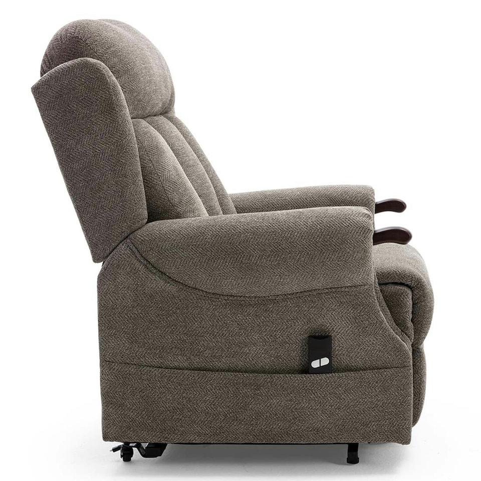 image 1 of Halton Electric Fabric Heavy Duty Single Motor Rise Recliner Lift Mobility Chair (Brown)