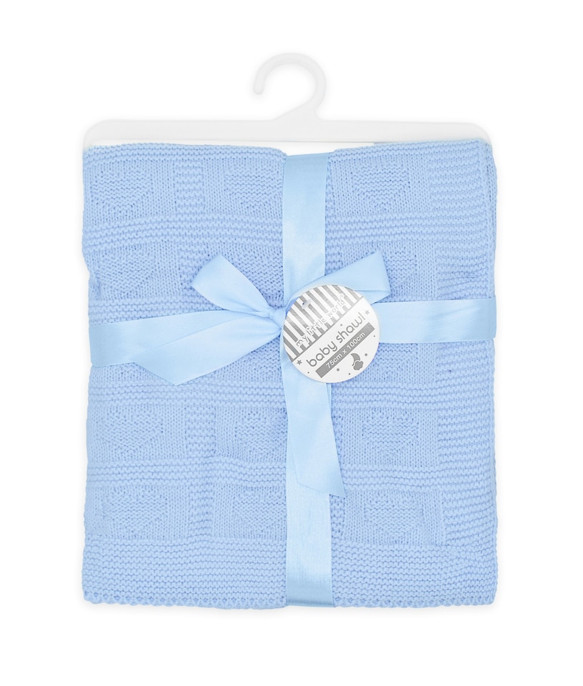 image 1 of Baby Shawl - 75cm x 100cm | Blue