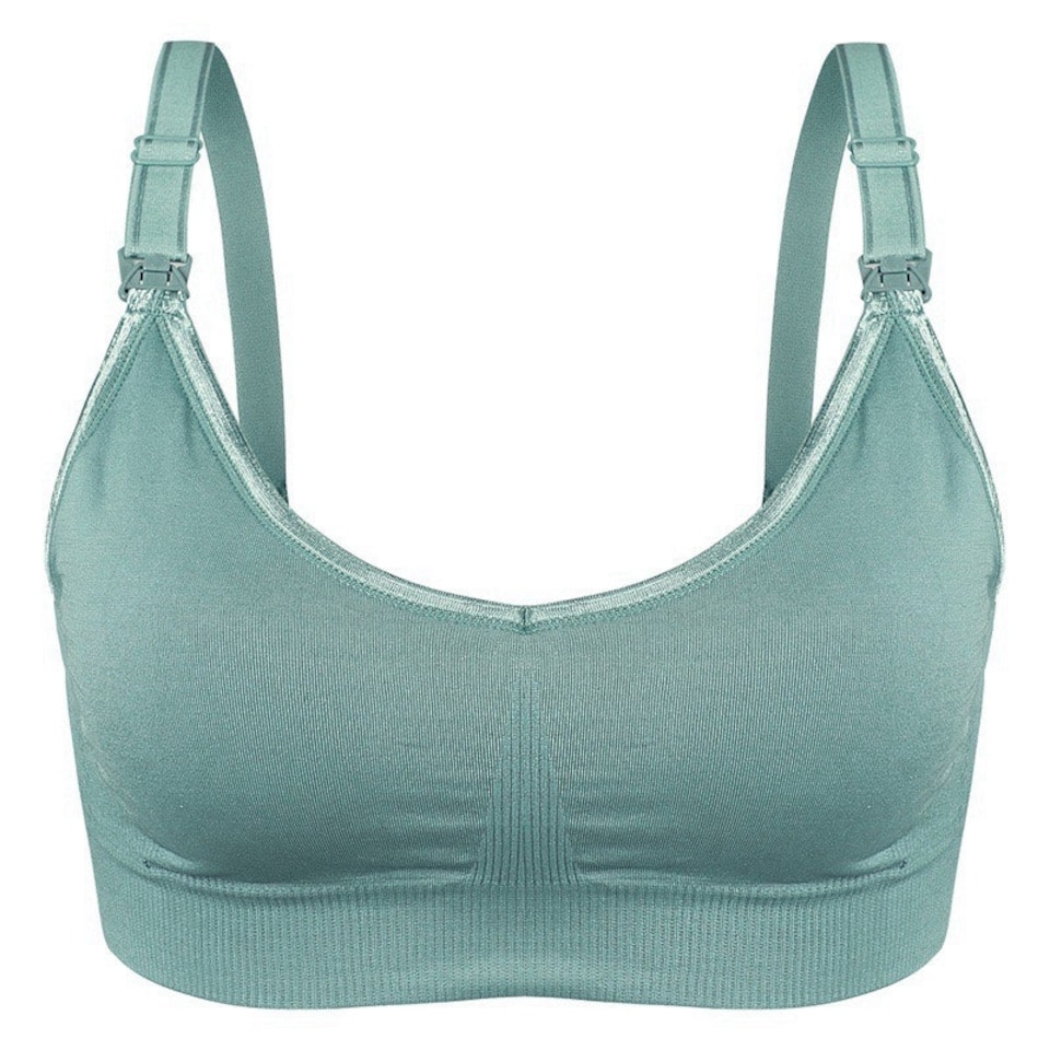 image 1 of Soft & Comfortable Wireless Nursing Bra with Easy Open Clips - Large / Green