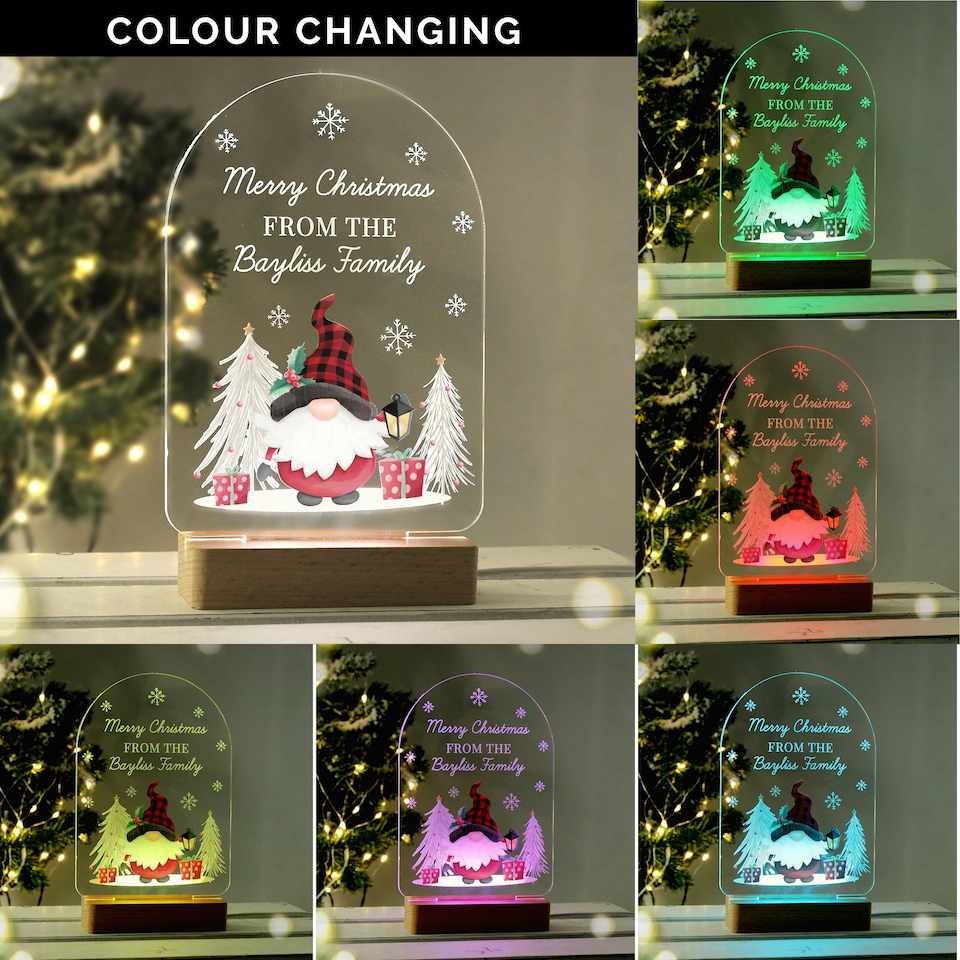 image 1 of Personalised Gonk Wooden Based LED Christmas Light