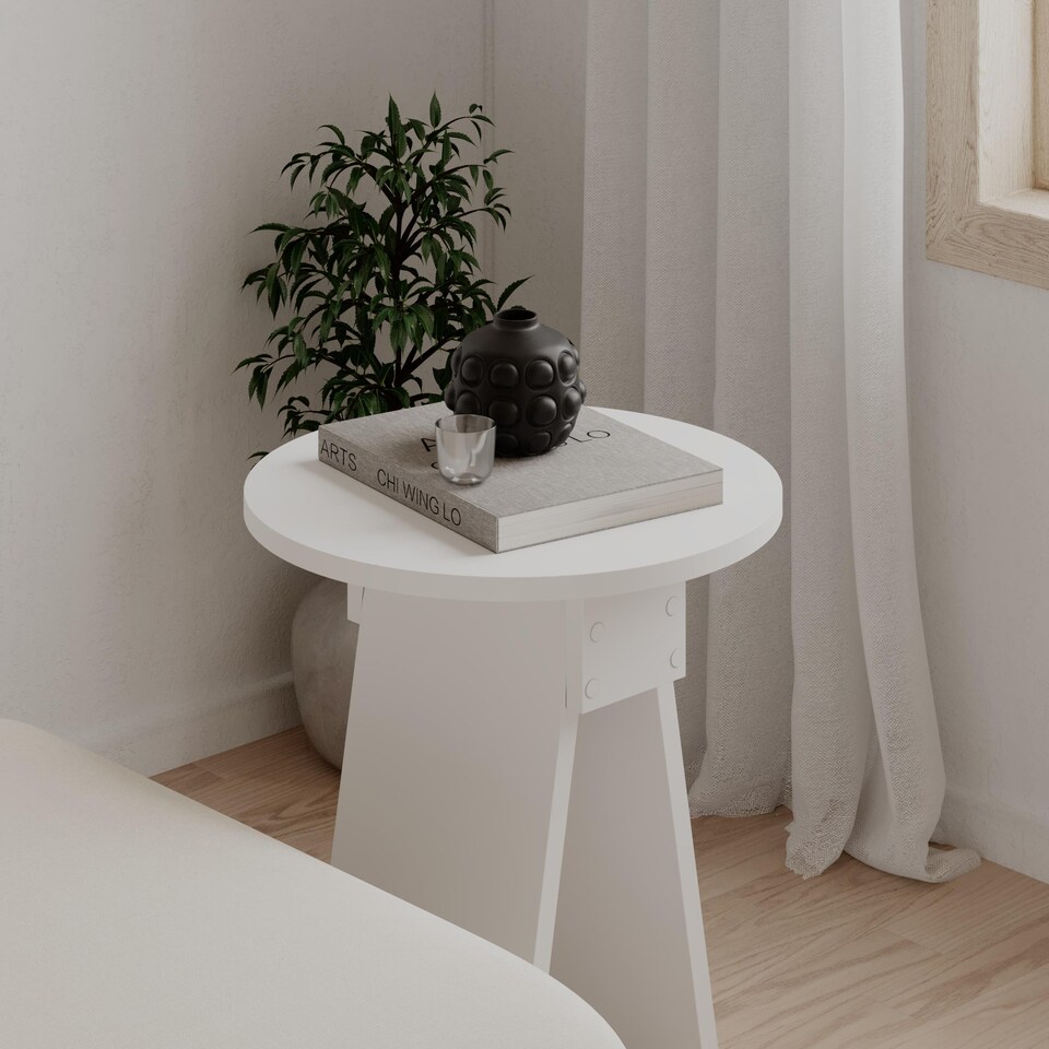 image 1 of Decortie Chen Round Side Table 42x50cm White