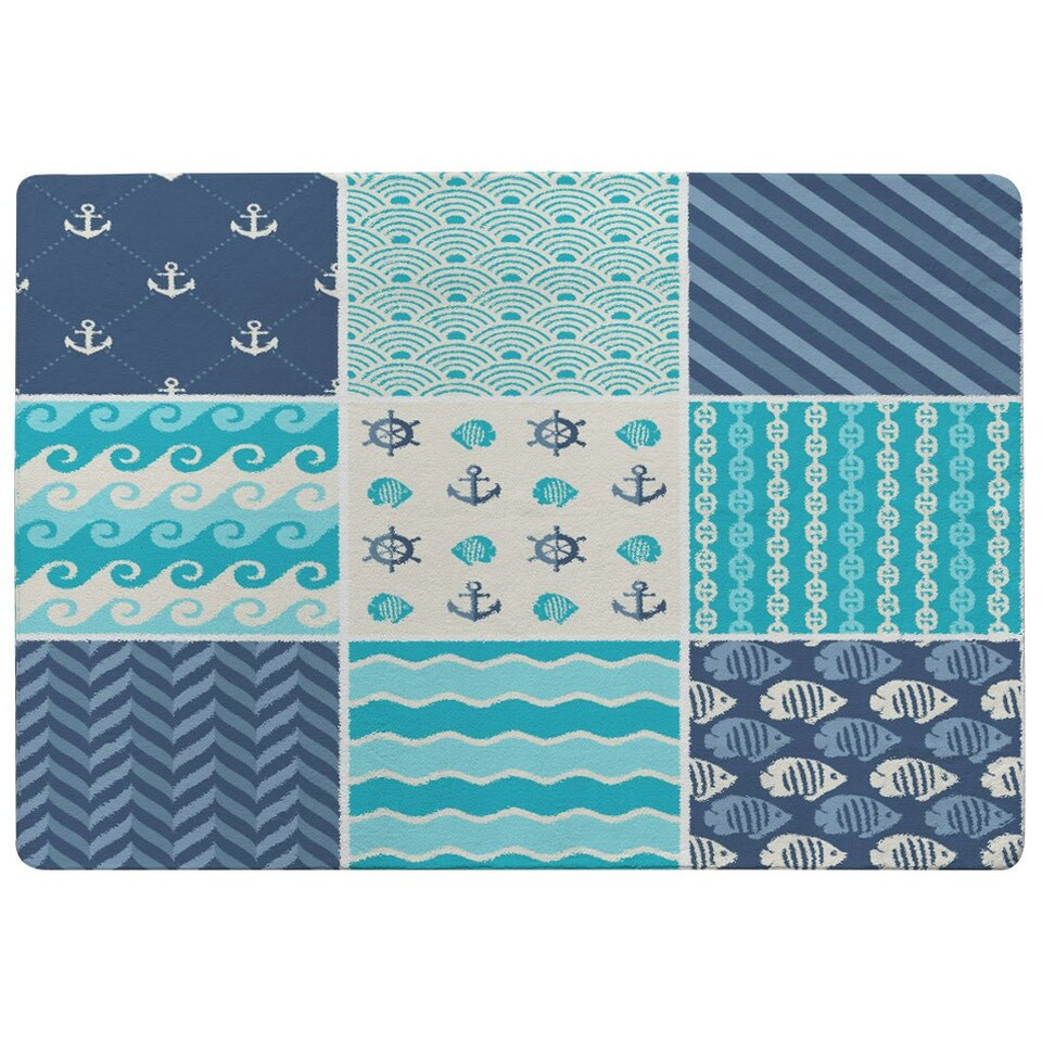 image 1 of Nautical Tiles (Rug) Blue | XL: 160x230cm