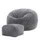 image 1 of icon Kingston Cord Adults Bean Bag Chair and Pouffe, Ready Filled Beanbag and Footstool Charcoal Grey Grey