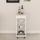 image 3 of Rolling Kitchen Island Trolley Serving Cart White Tile Top Drawer Shelves Basket | White | White | 1