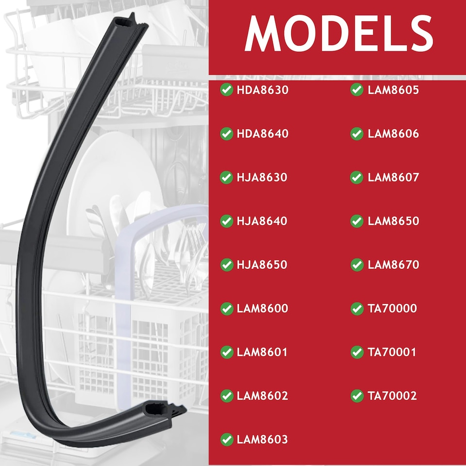 image 1 of SPARES2GO Lower Door Seal for Lamona Dishwasher LAM8600 LAM8601 LAM8602 LAM8603 LAM8605 LAM8606 LAM8607 LAM8650 LAM8670 (550mm)