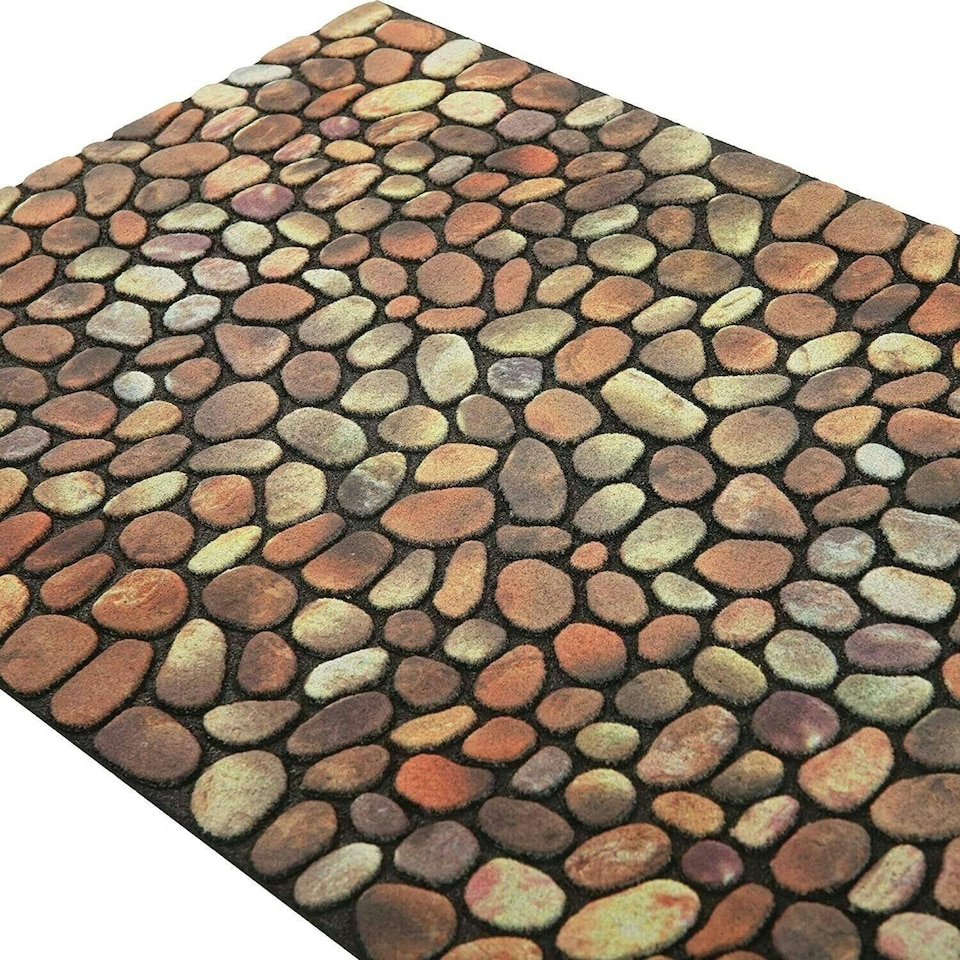 image 1 of Stone Pebble Stylised Indoor & Outdoor Mat - Beige