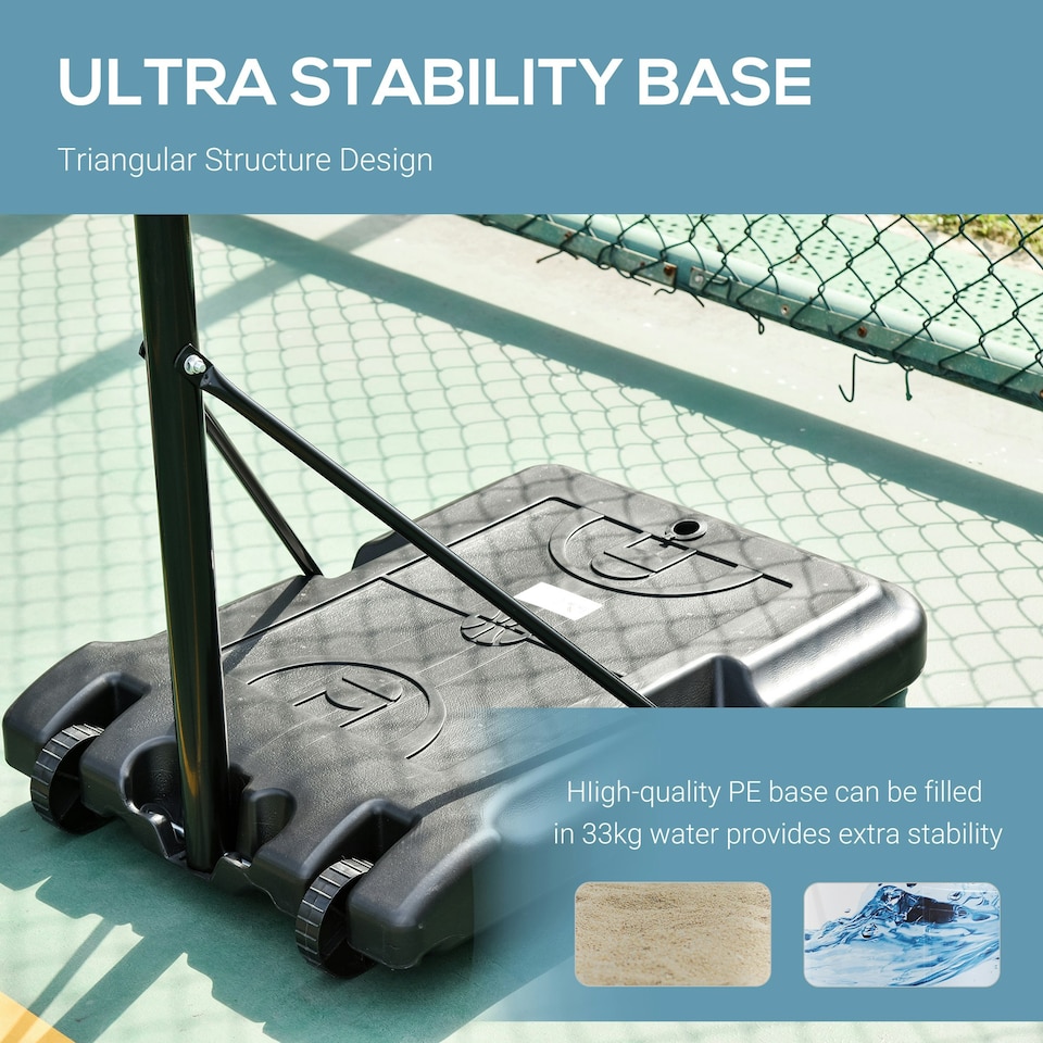 image 1 of HOMCOM Basketball Stand 175-215cm Adjustable Height Sturdy Hoop w/ Wheels Base