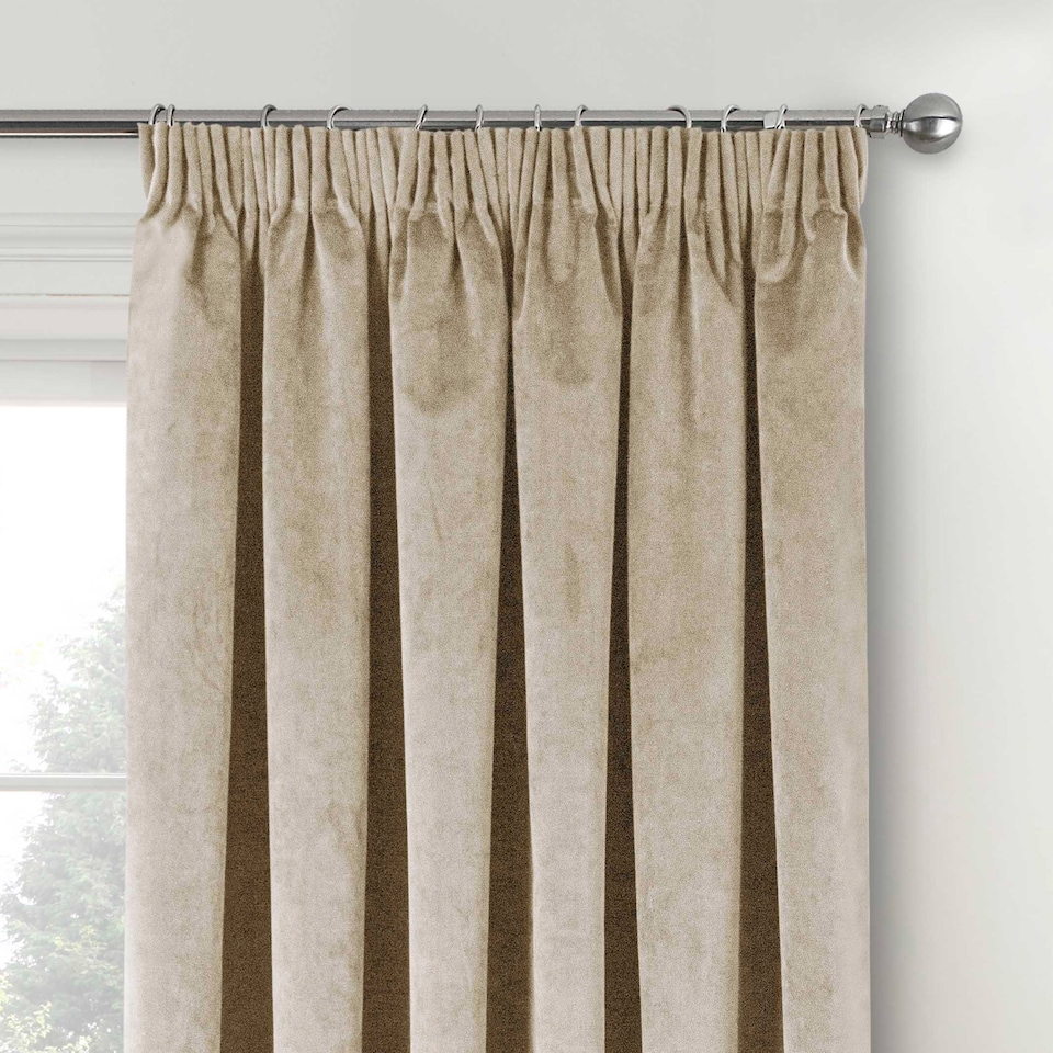 image 1 of Luxury Enhanced Living Cream Velvet, Supersoft, Blackout, Thermal Curtains with Tape Top (PAIR) - 46 x 72 inch (117x183cm)