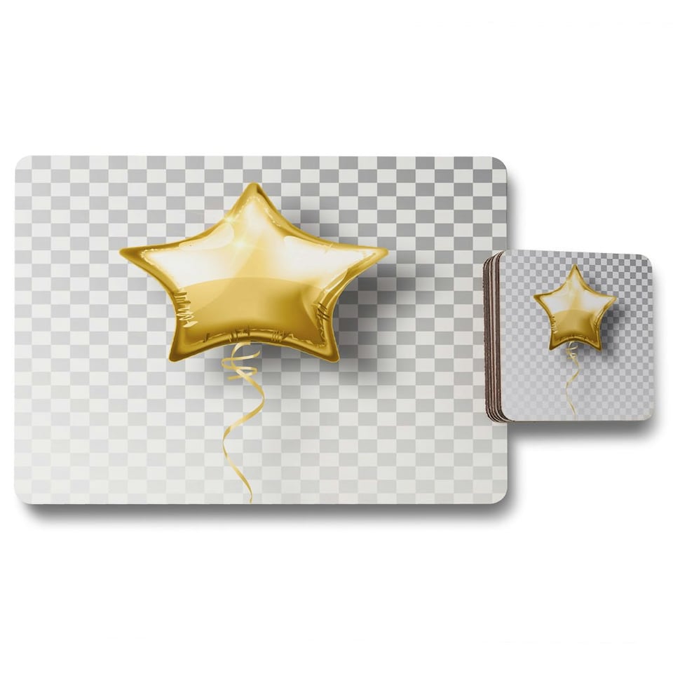 Golden Star Balloon (Placemat & Coaster Set)