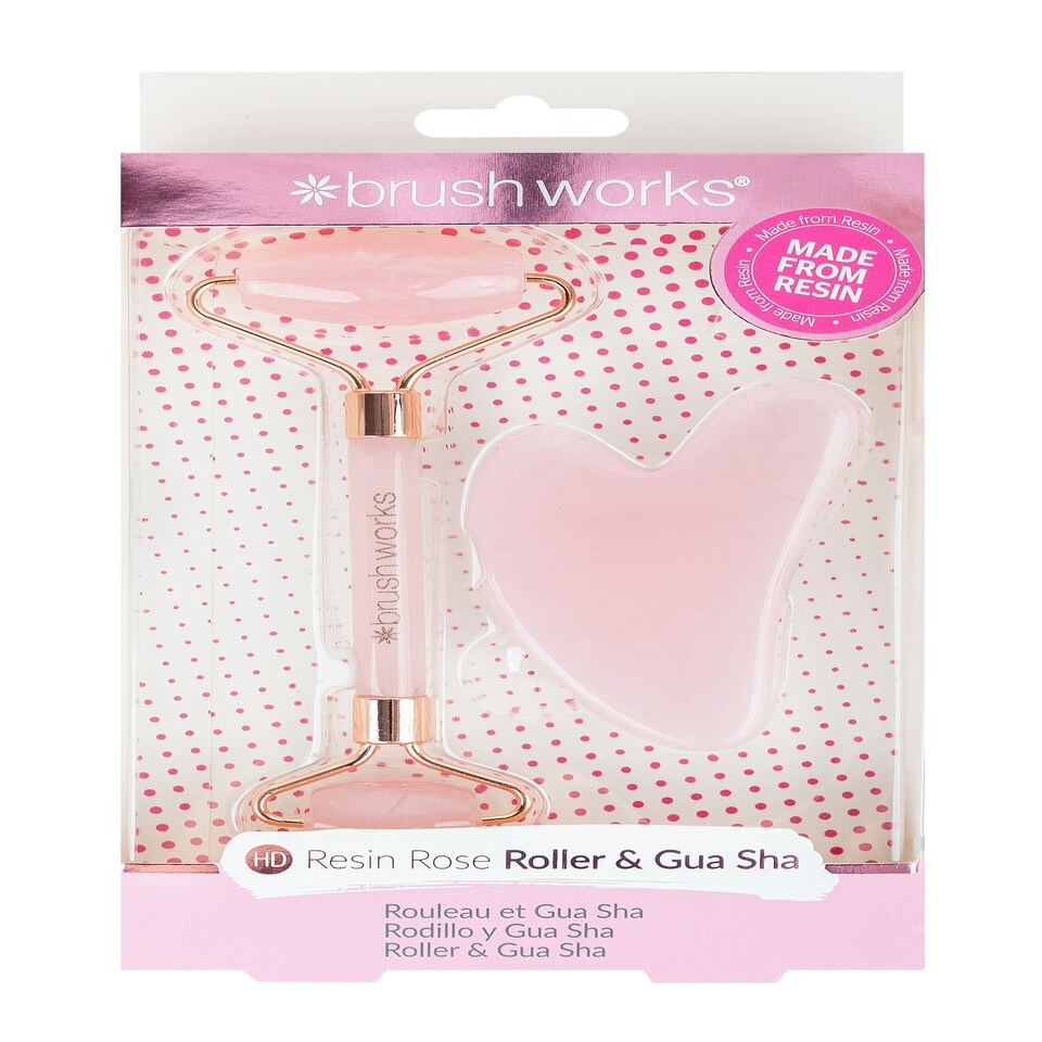 image 1 of Brushworks Rose Resin Roller & Gua Sha