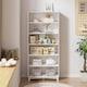 image 4 of Wide Shelf Tier Wooden Bookcase Shelving Modern Open Display Storage Cabinet | White | White 6 Tier Wide | 1