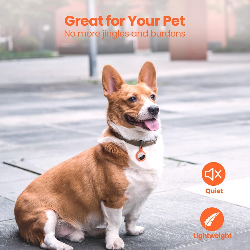 image 1 of AirTag Holder & Collar for Pets GPS Tag & App with Smart QR ID