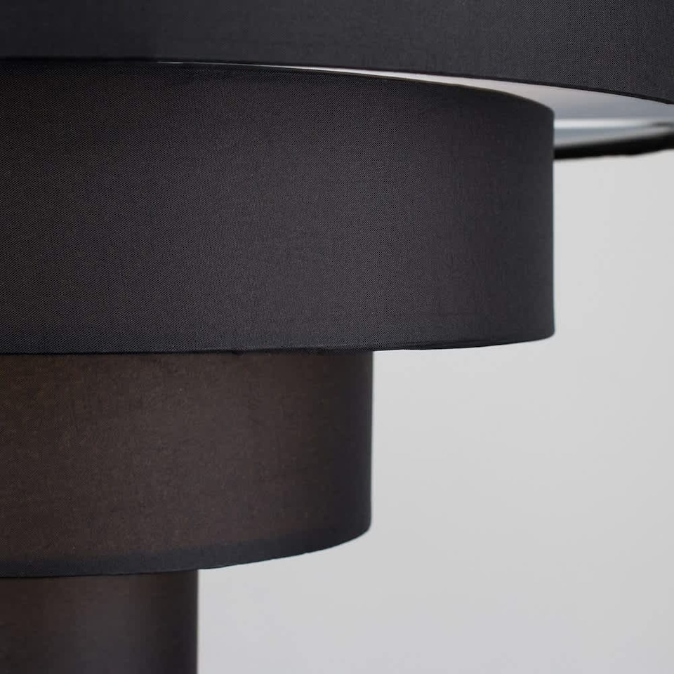 image 1 of ValueLights Pair Modern 4 Tier Black Fabric Ceiling Pendant Shades | Black