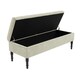 image 5 of 150cm Safar Plain Ottoman Storage Bench -Naples Shoes Bench with Black Turned Wooden Legs - Cream Upholstery Footstool Storage