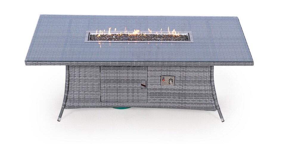 image 1 of Giardino Fire Pit 8 Seater Rectangle Rattan Dining Table | Grey