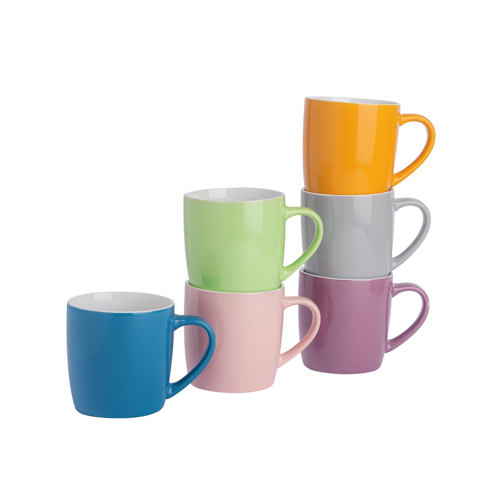 image 1 of Argon Tableware Coloured Coffee Mugs - 350ml - Summer Meadow - Pack of 6 | Multi | Multi | 6
