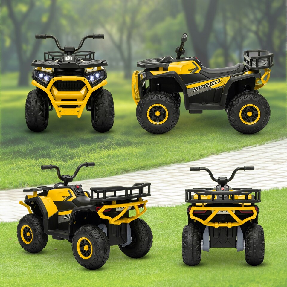 image 1 of AIYAPLAY 12V Kids Quad Bike w/ 4 Suspension Wheels, for 3-5 Years, Yellow