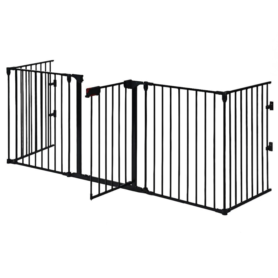 image 1 of COSTWAY 5 Panel Fireplace Fence Room Divider | Black | Not provided