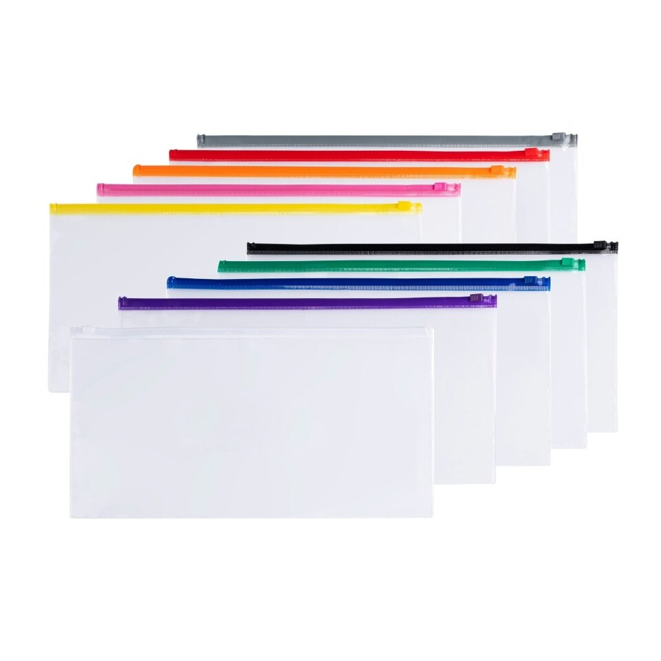 image 1 of Pack of 12 DL Clear Zippy Bags with White Zip