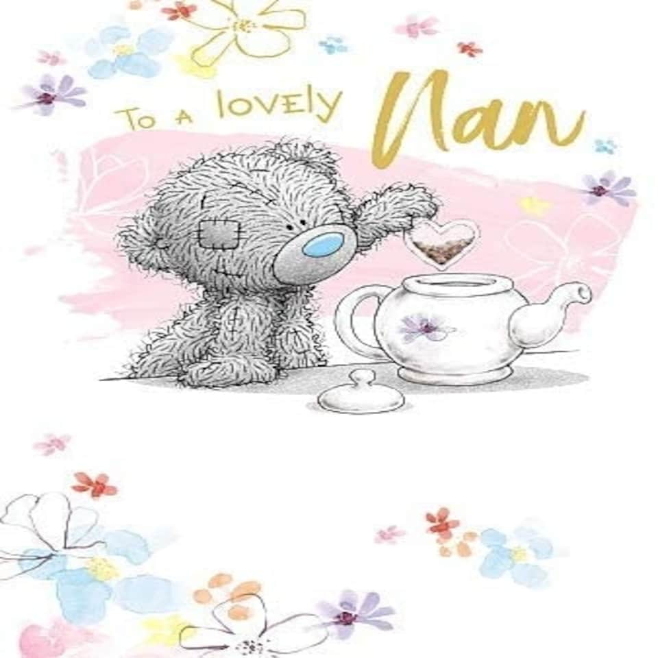 image 1 of Nan Birthday Card Bear With Teapot