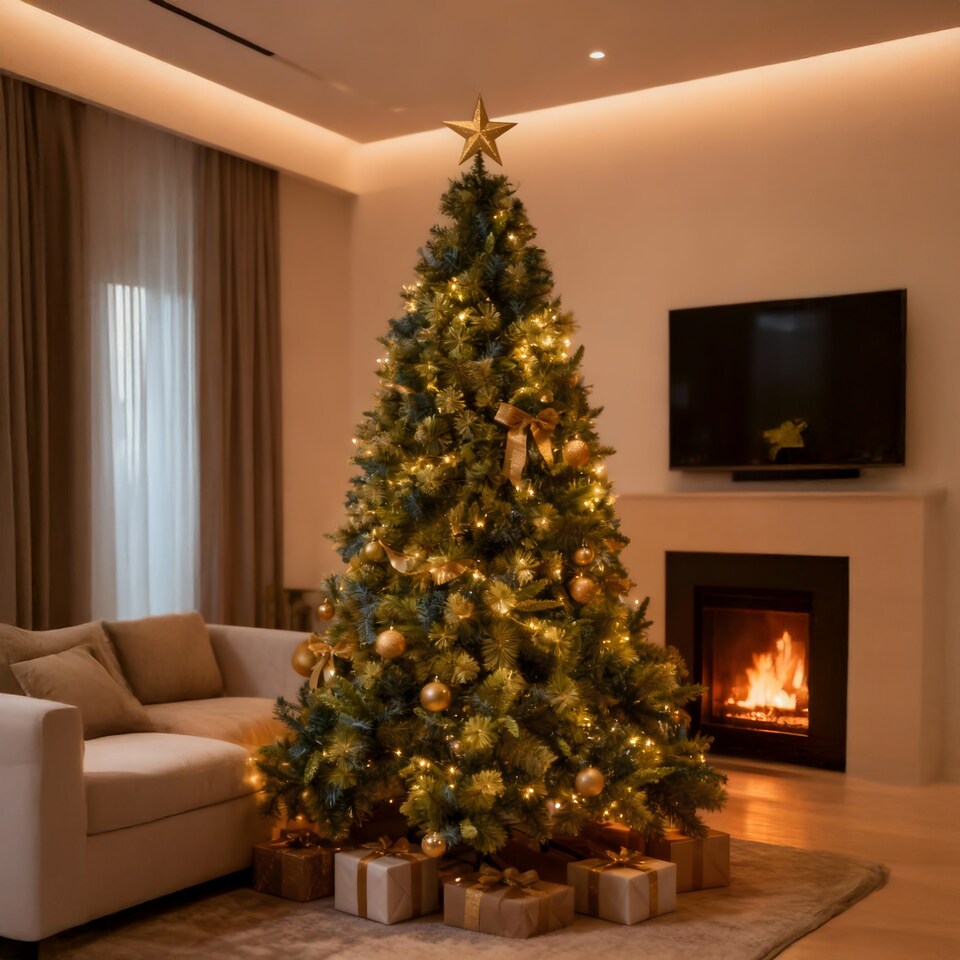 image 1 of 6FT Kentucky Pine Green Pencil Needle Tips Plain Bushy Artificial Christmas Tree | Green | Green