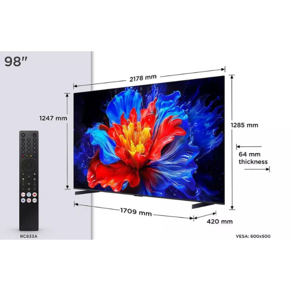 image 1 of TCL 98P8K 98" 4K QLED HDR Smart TV - Free 2 Year Warranty