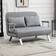 image 2 of HOMCOM 2 Seater Sofa Bed, Click Clack Convertible Bed Settee, Modern Faux Suede Upholstered Sofa with 2 Pillows for Living Room, Guest Room, Light Grey