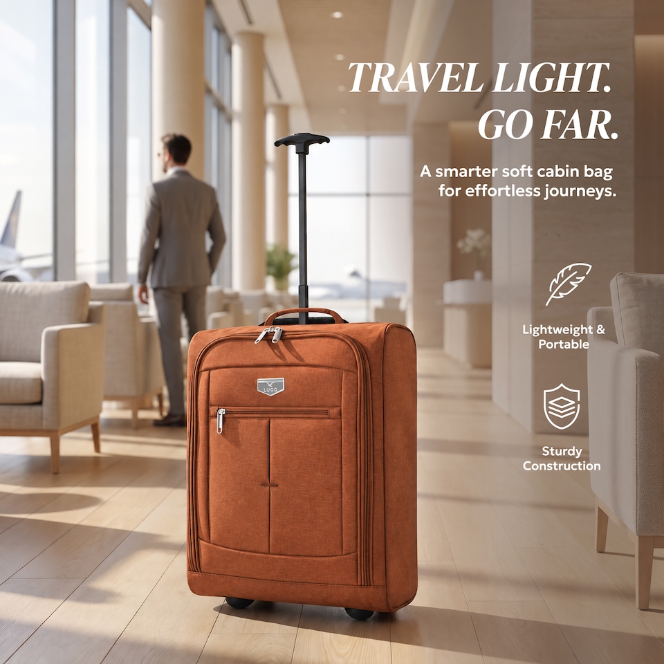 image 1 of Lugg Jupiter Soft Cabin Bag 55x40x20cm Lightweight Wheeled Trolley Ryanair Size